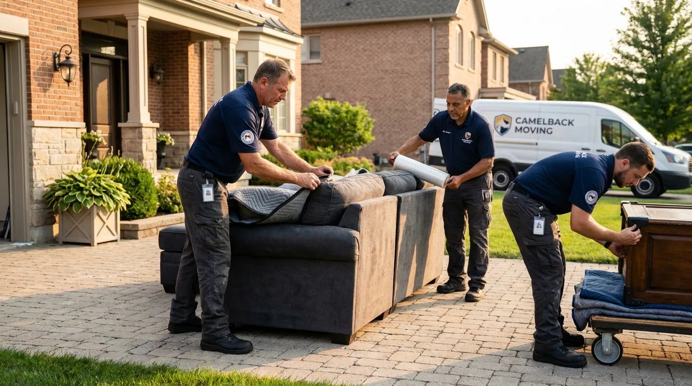 Large estate moving crew wrapping furniture in Council Grove, KS
