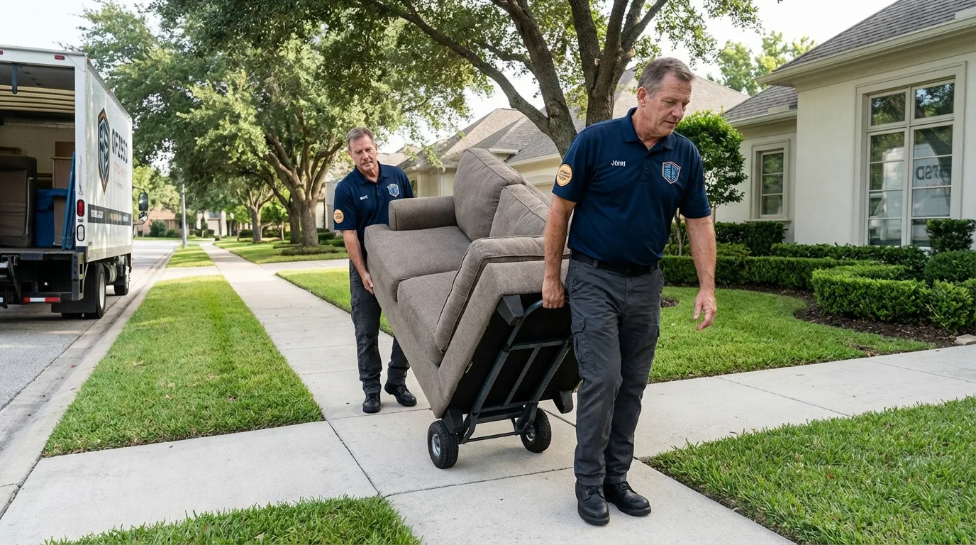 Local residential moving crew loading furniture in Council Grove, KS
