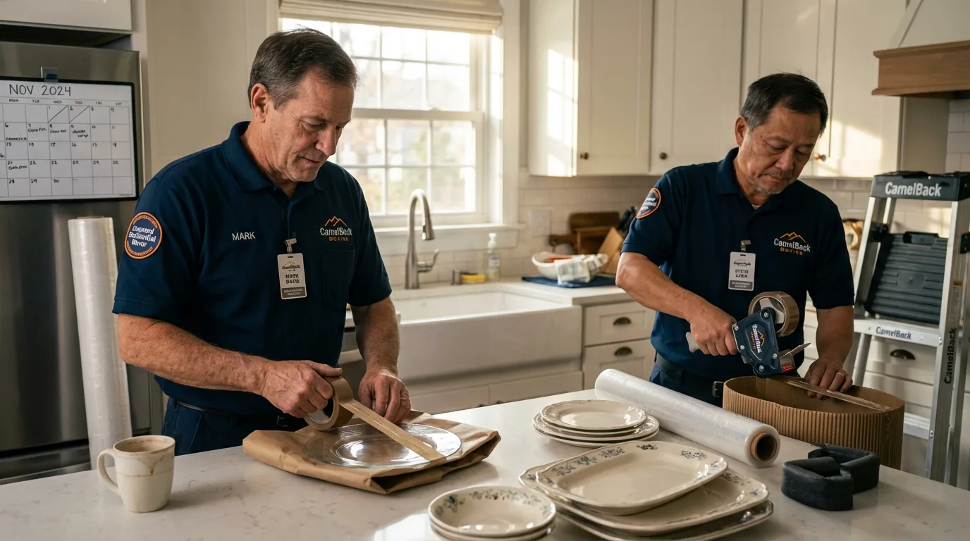 Professional crew packing kitchen dishware in Council Grove, KS